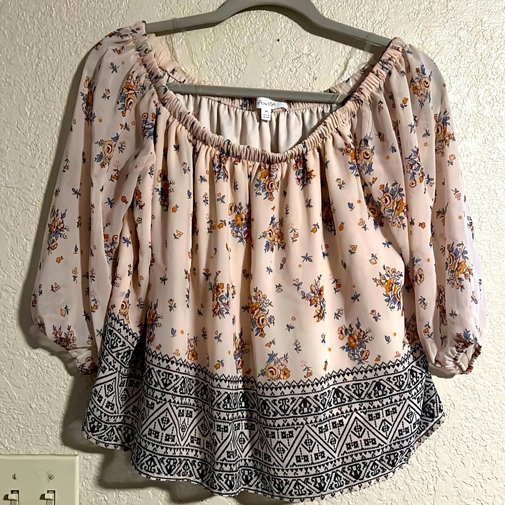 Cream Colored Crop Top with Under Liner